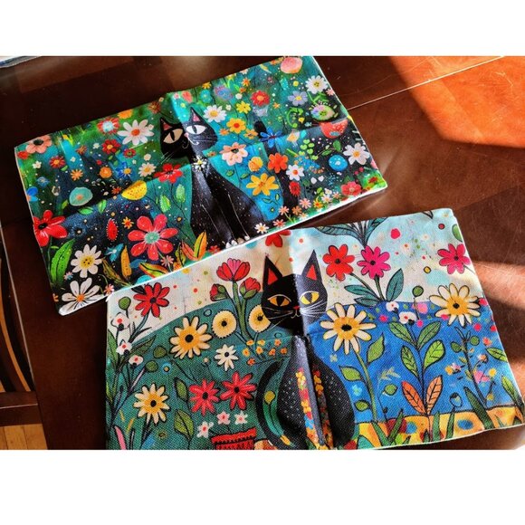 Black Cat Decorative Throw Pillow Cover Case Sofa Couch Accent Floral Decor 20" - Picture 10 of 10